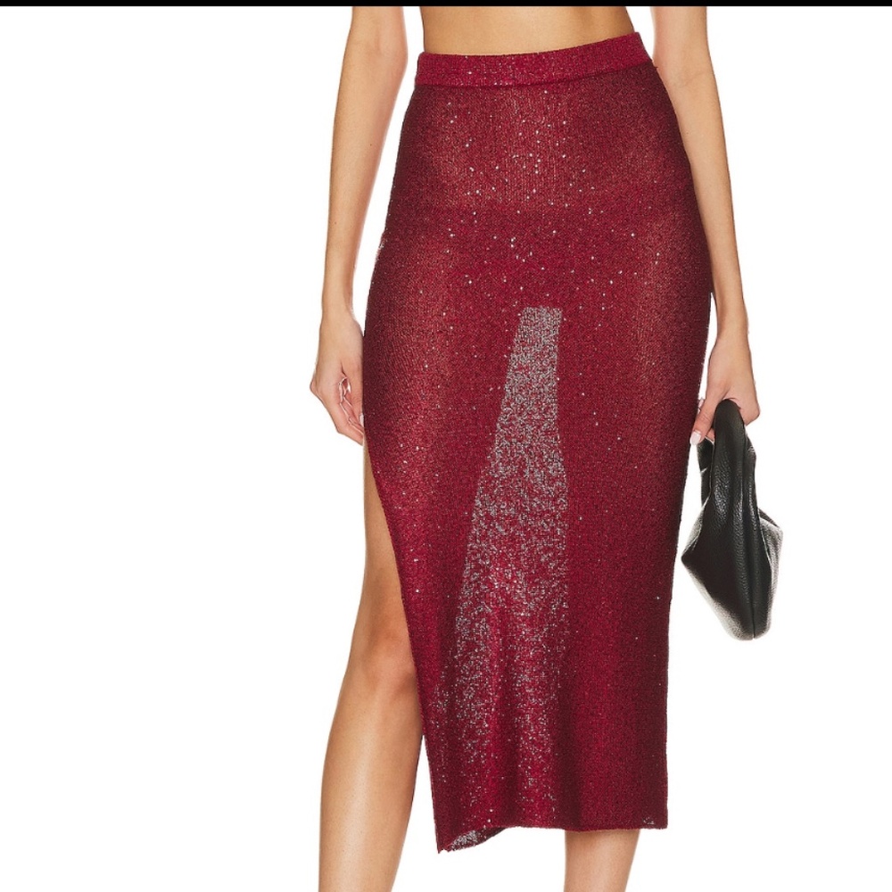 MISA Los Angeles Vera Semi Sheer Knit Skirt (M)
